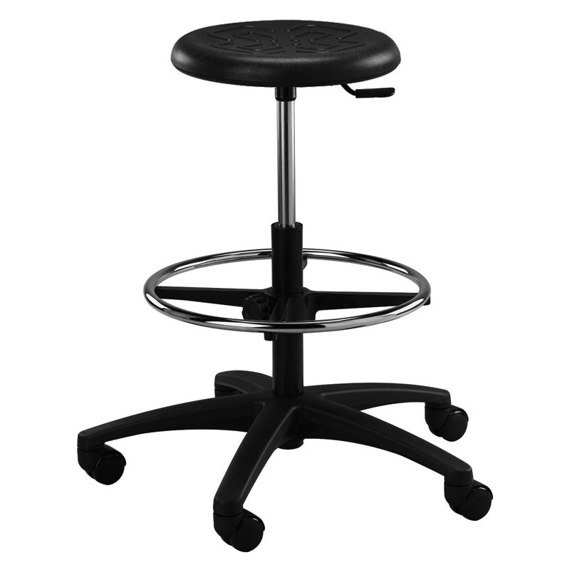 PR-3-C Adjustable Round Polyurethane Stool with Casters - High Height