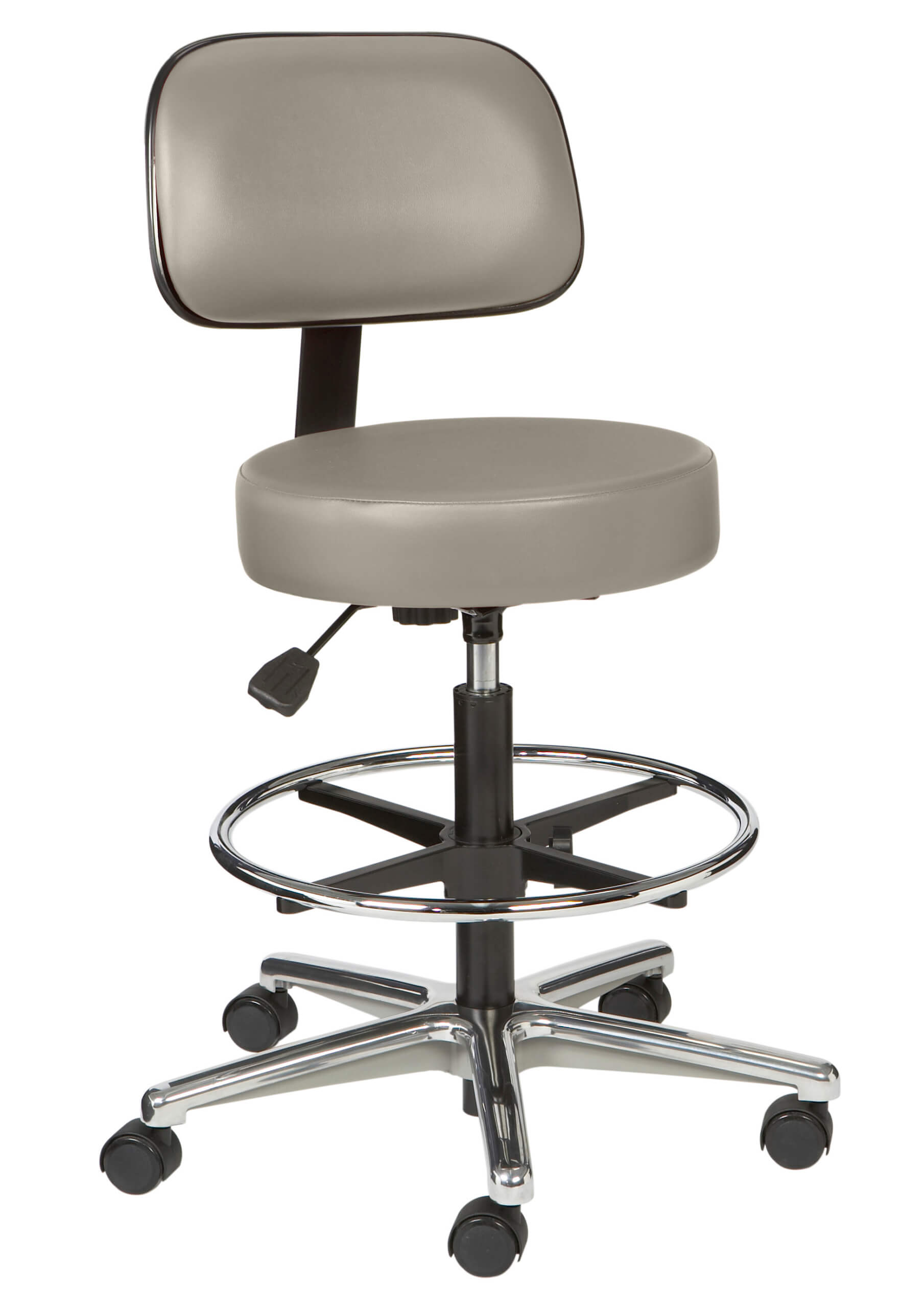 Vinyl Round Optical Stool VRBM-3-C US413 Dove with back and casters